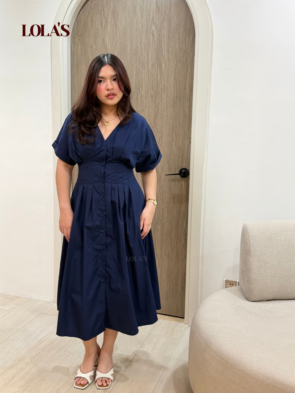 Frederica Dress (Navy Blue Poplin)