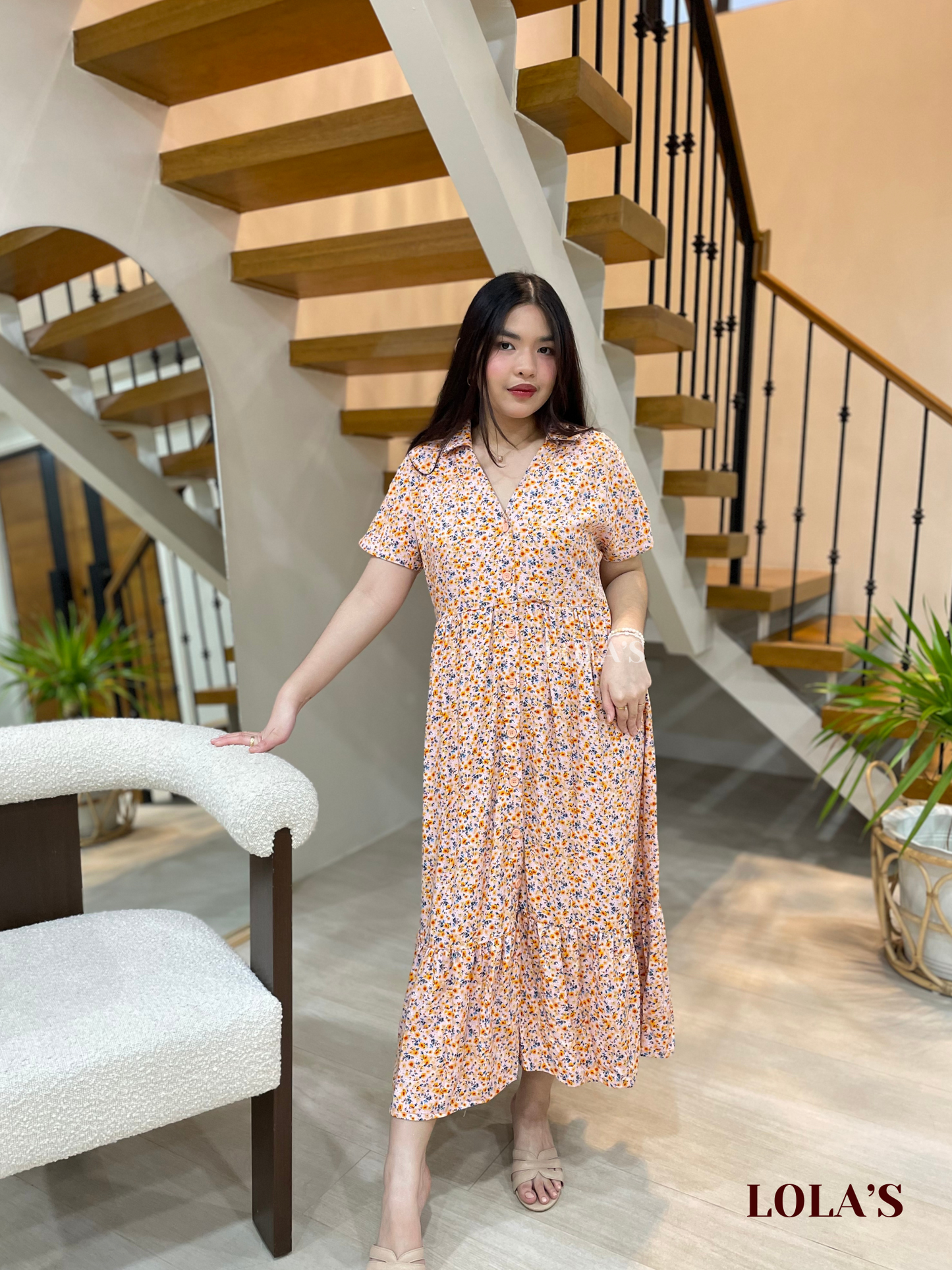 Regine Dress (Floral Peach)