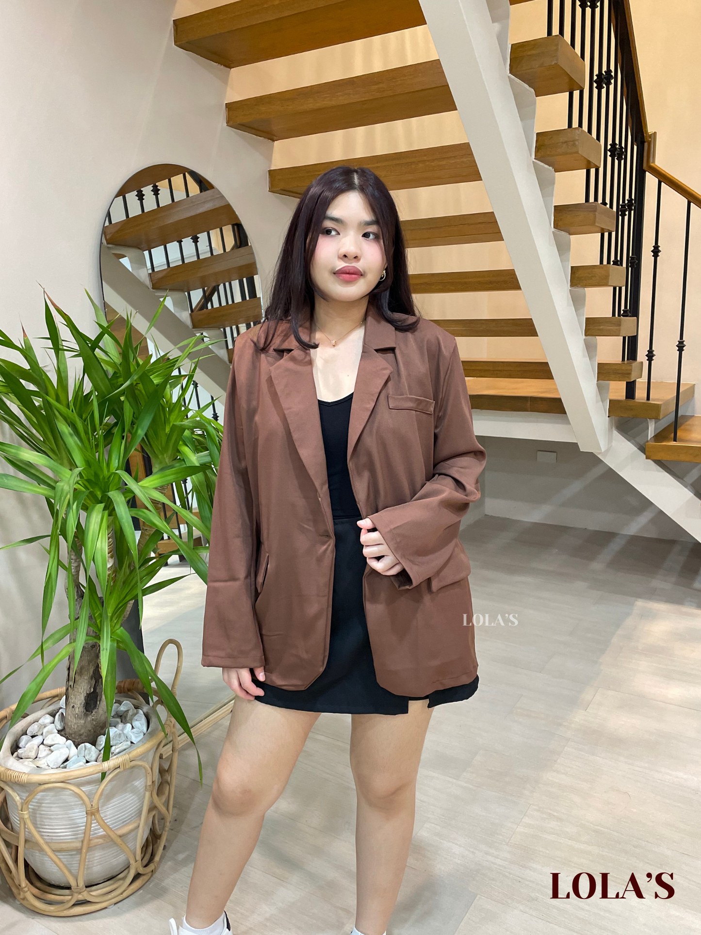 Rhys Oversized Blazer (Dark Wood)