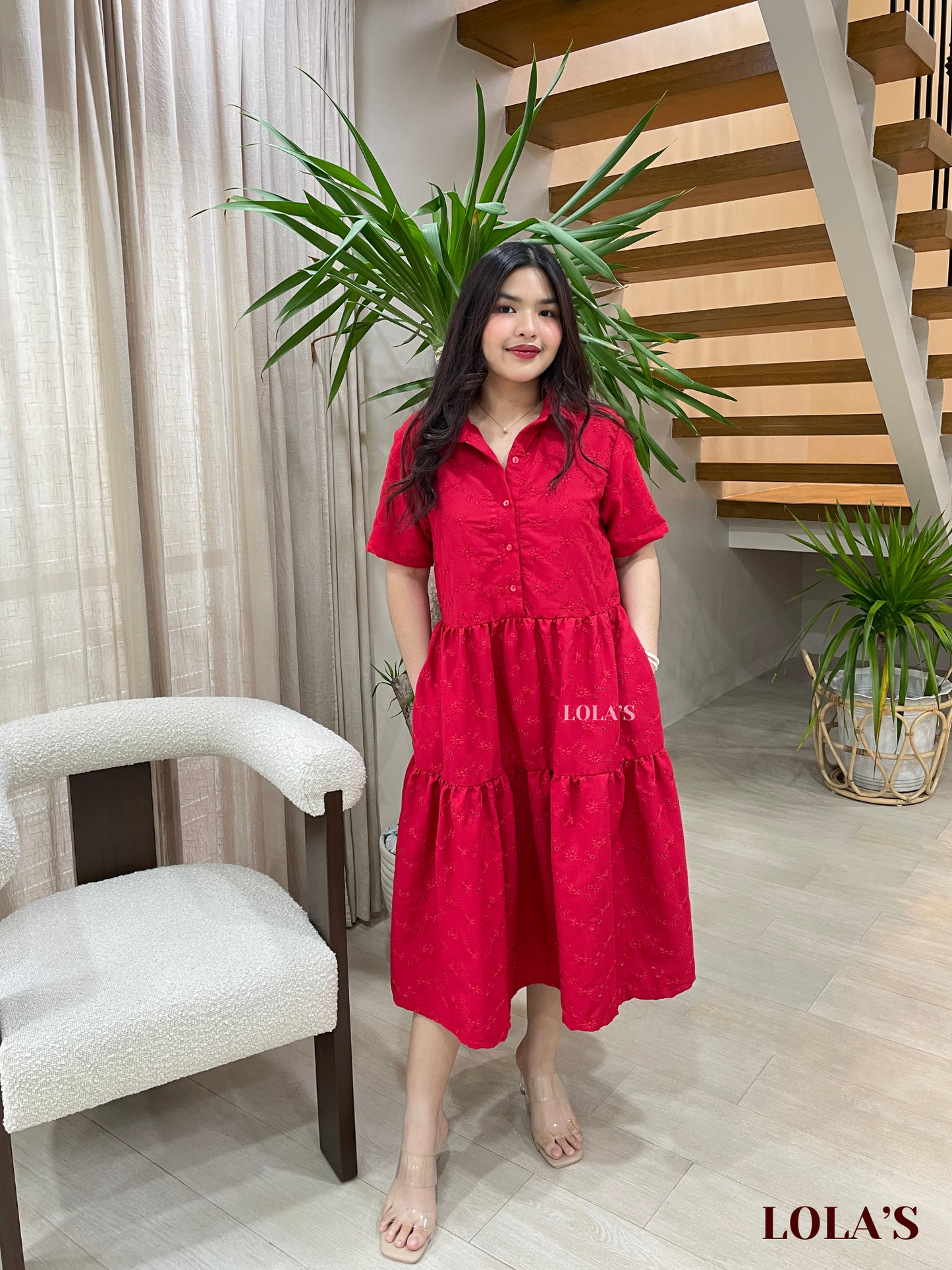 Emily Dress (Red Eyelet)