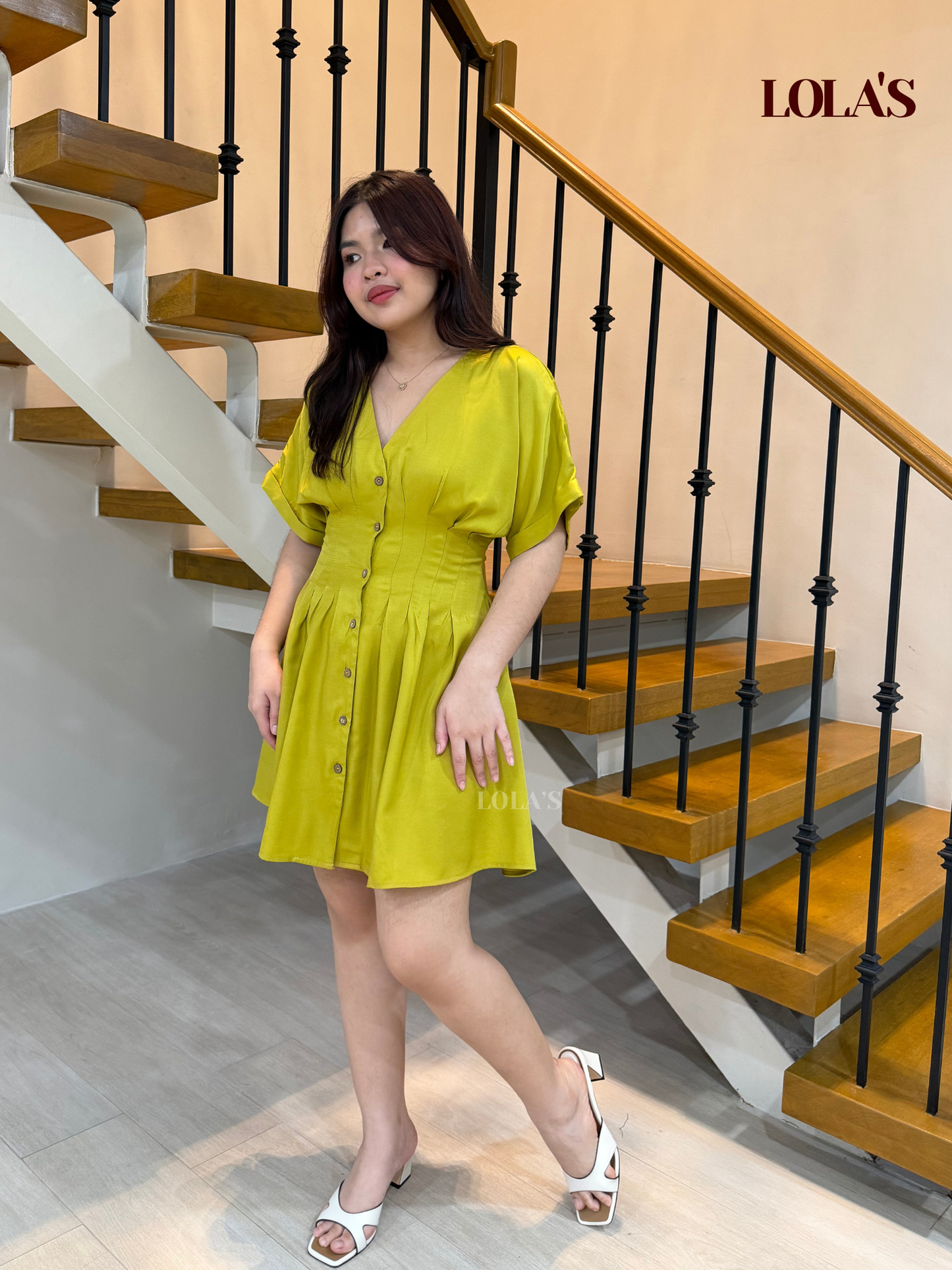 Felicia Dress (Olive Yellow)