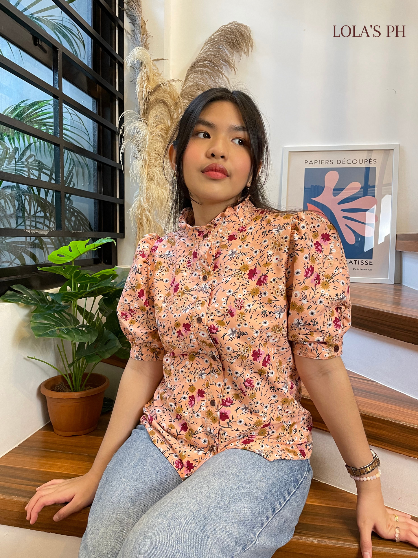 Guinevere Top (Pink Floral Eyelet)