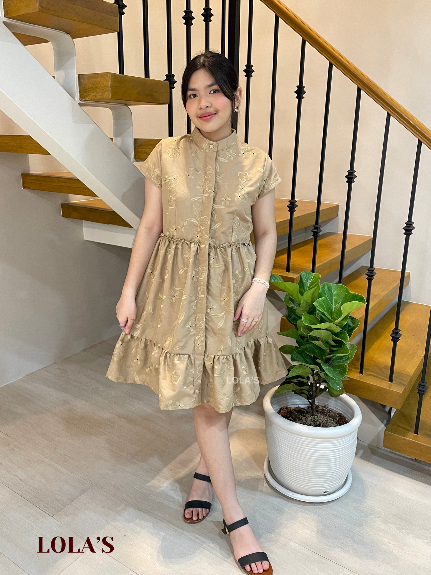 Jihyo Dress (Mocha Eyelet)