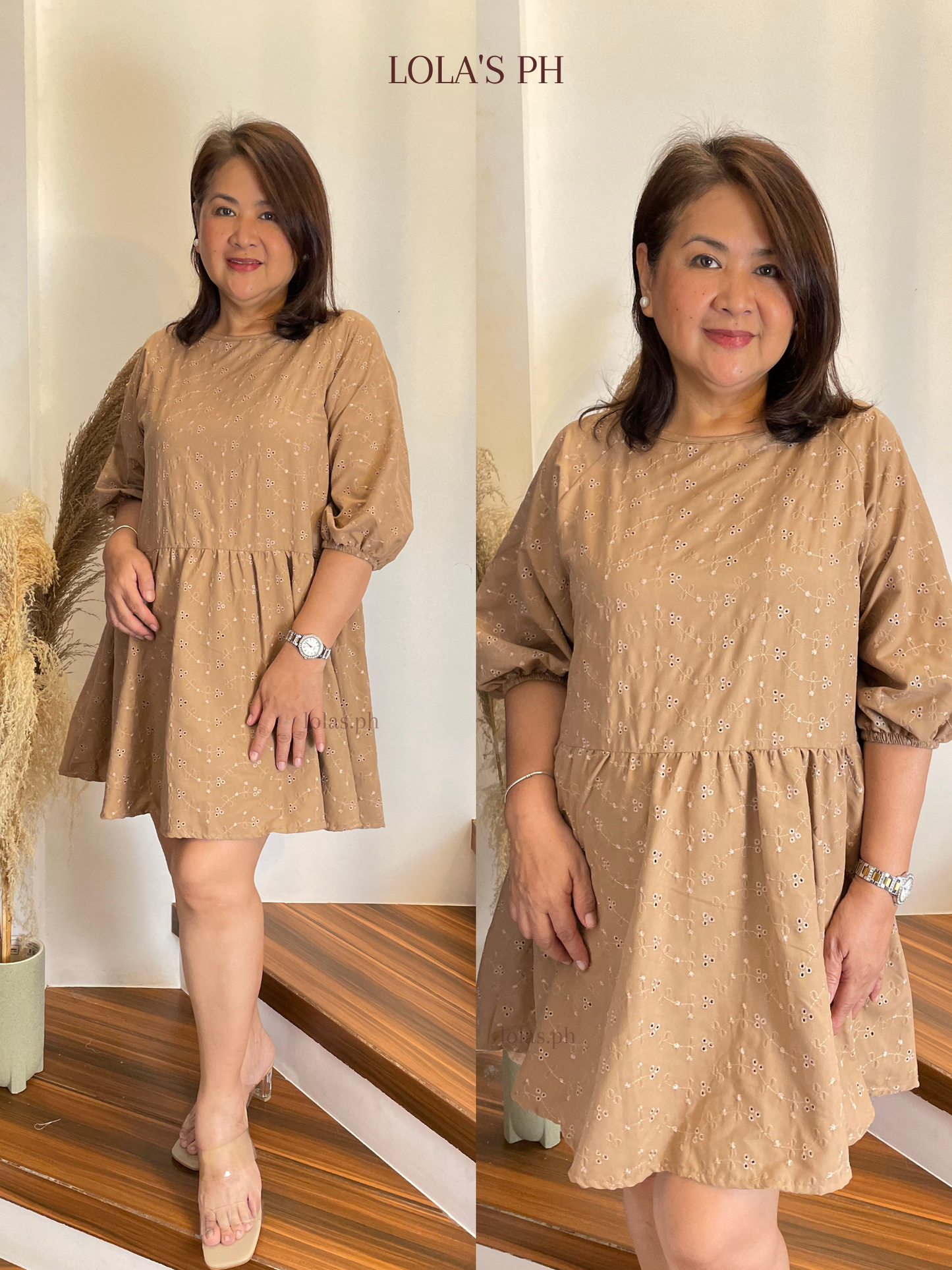 Andrea Dress (Mocha Floral Eyelet)