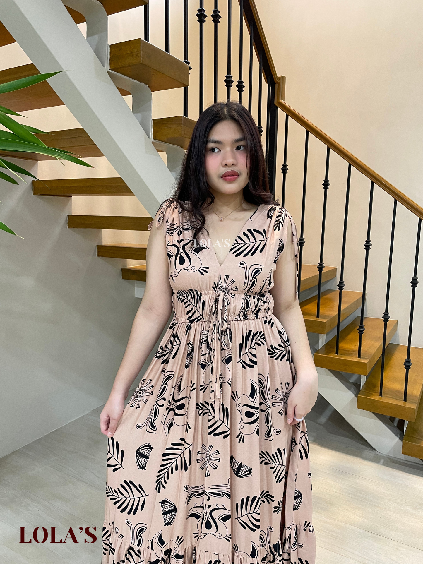 Adeline Dress (Mocha Damask)