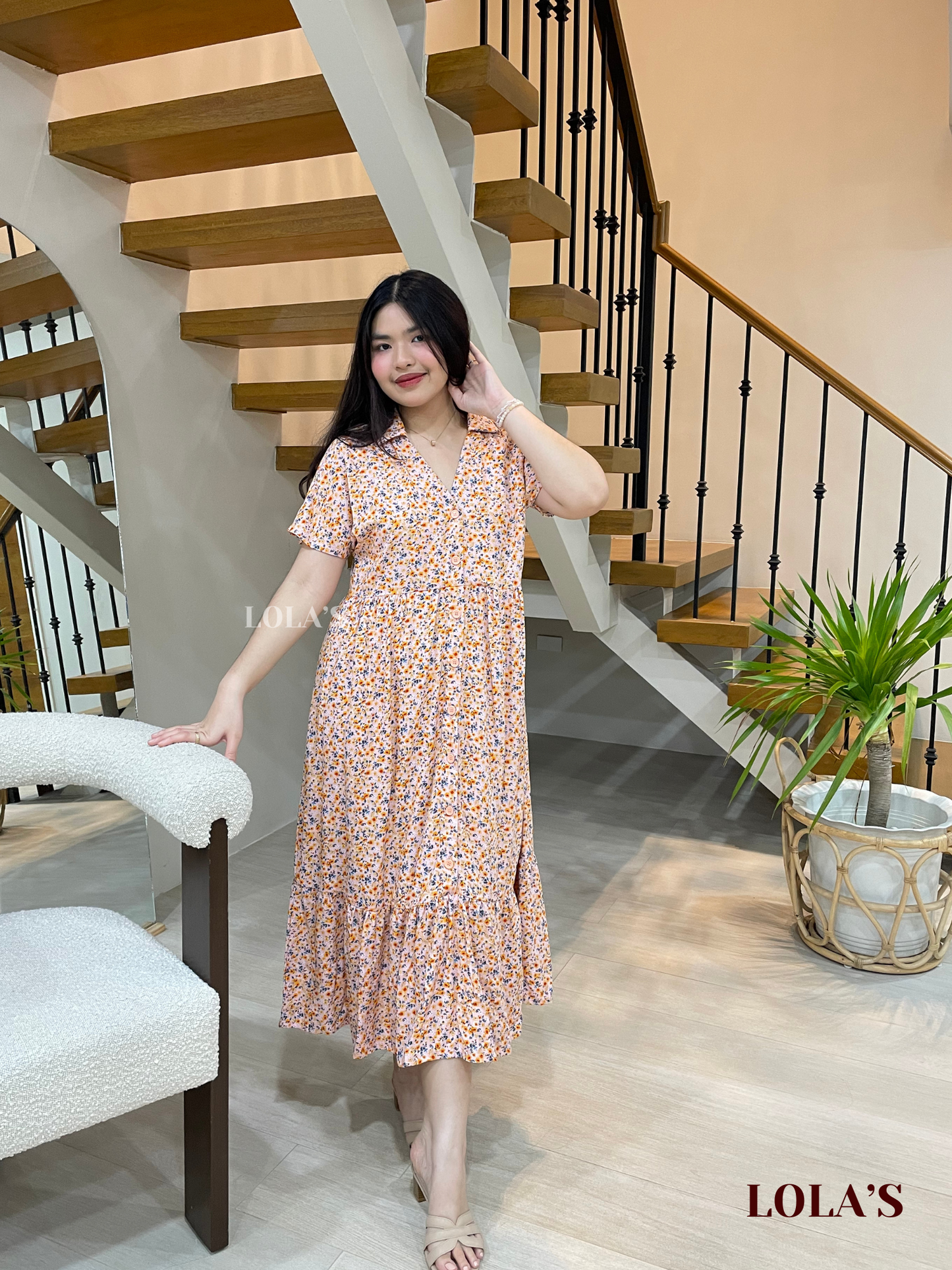 Regine Dress (Floral Peach)