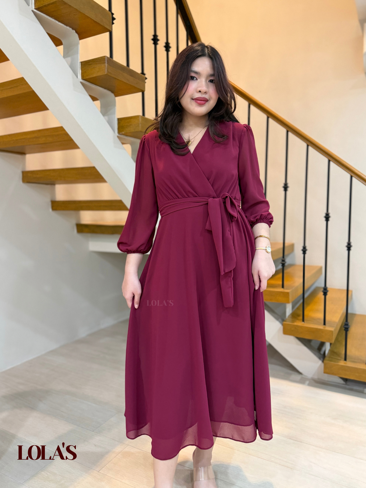 Paula Dress (Burgundy)