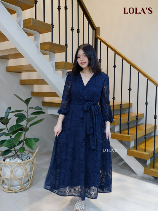 Paula Dress (Navy Blue Square)