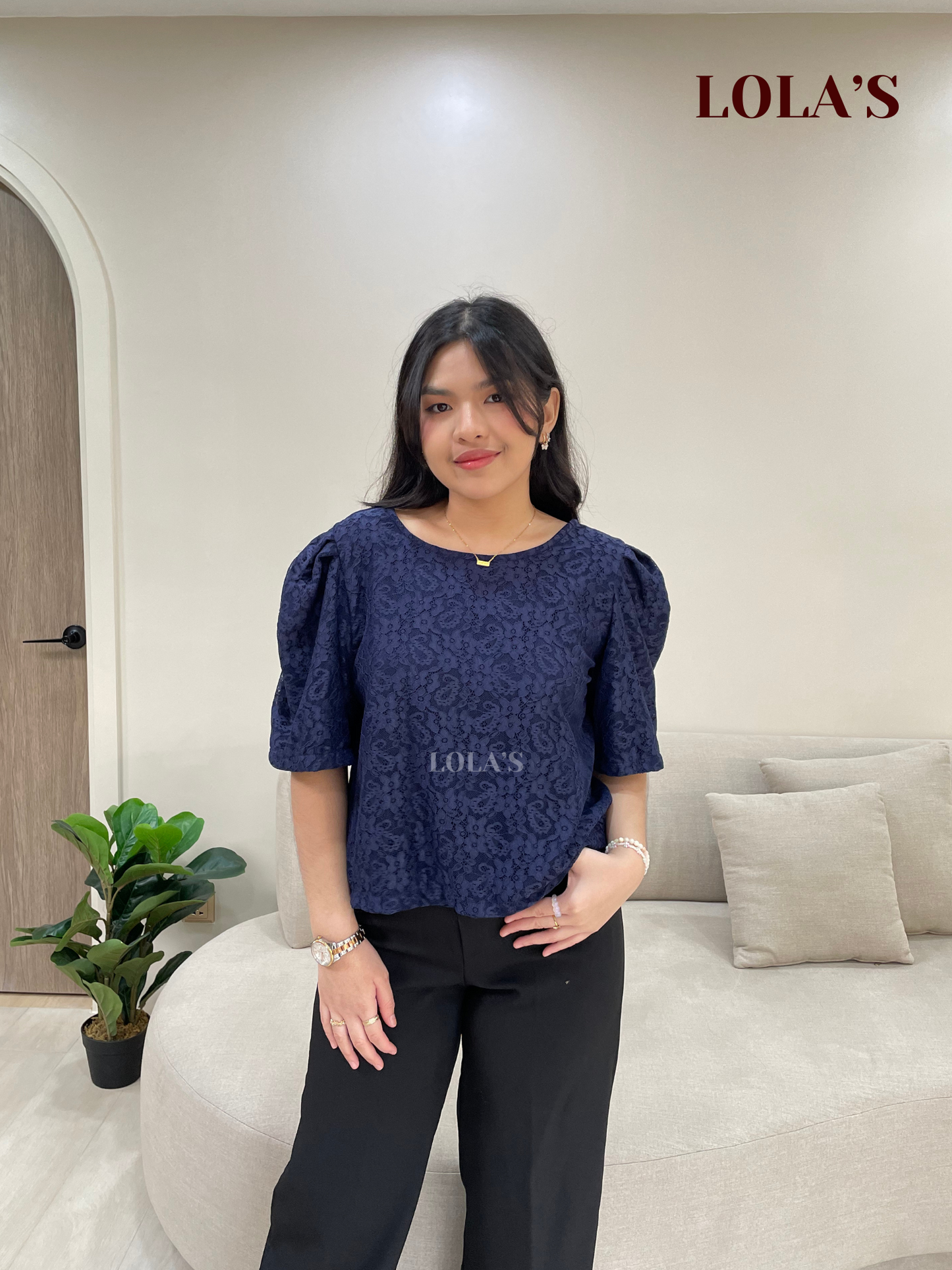 Vivian Top (Navy Blue Lace)