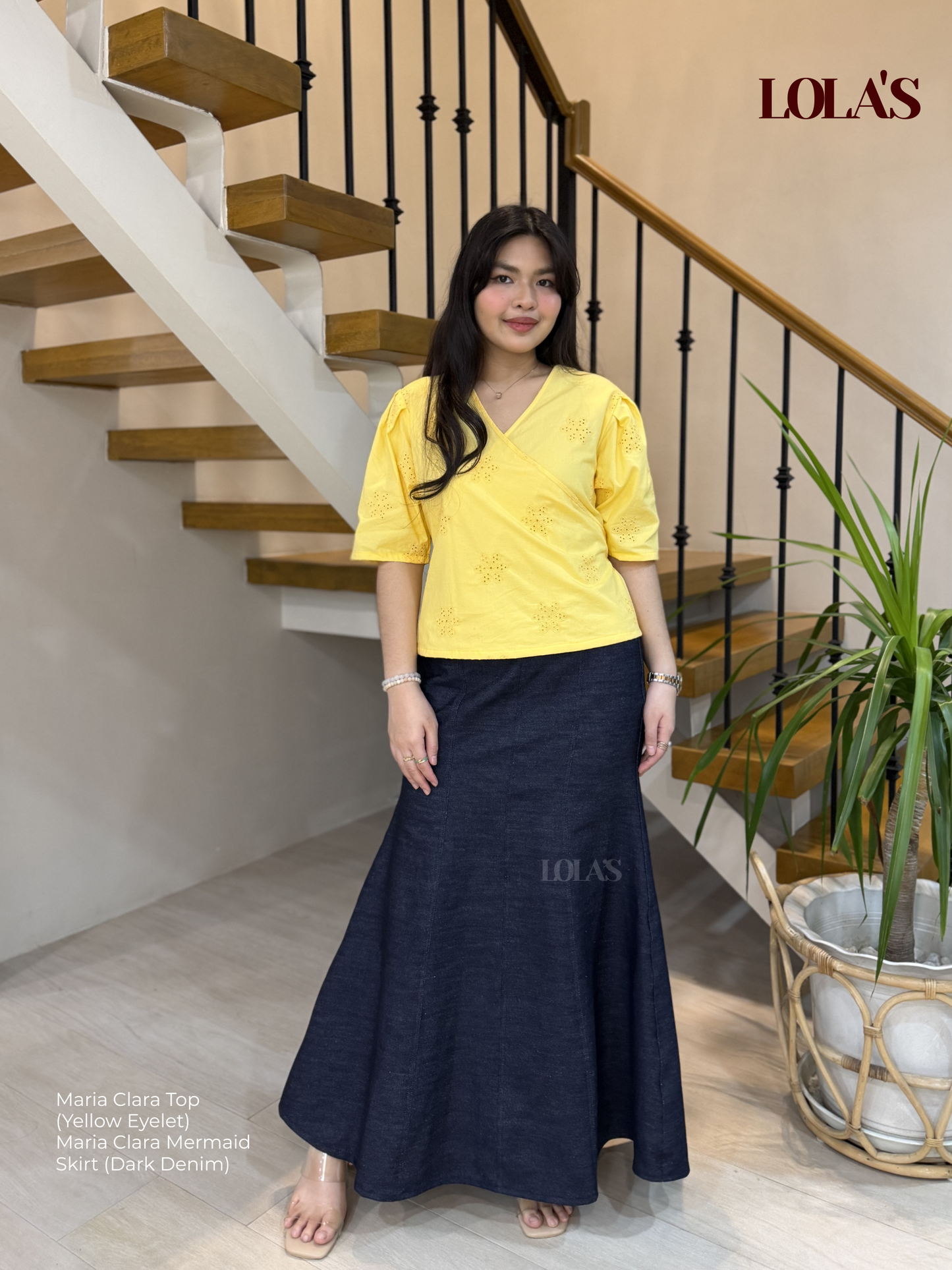 Maria Clara Top (Yellow Eyelet)
