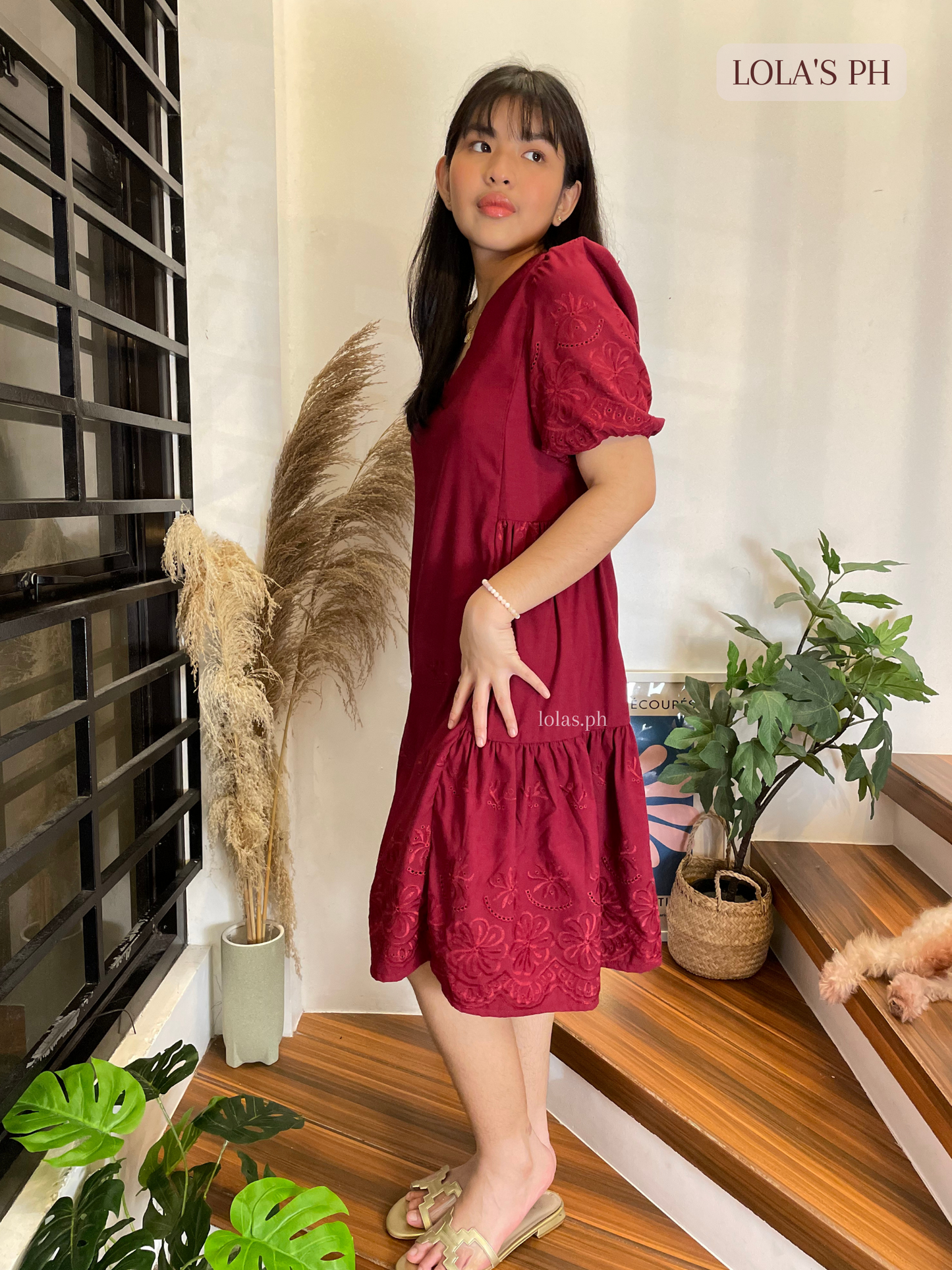 Samantha Dress (Wine Eyelet)