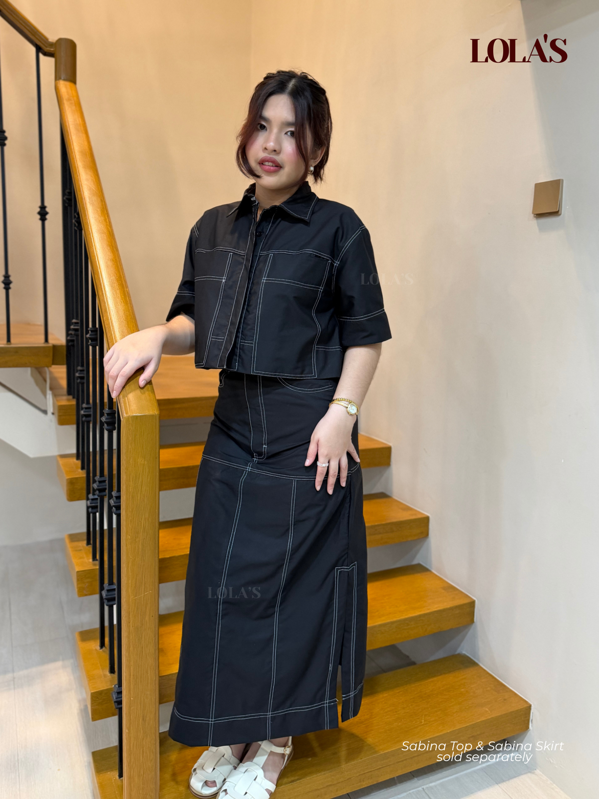 Sabina Skirt (Black Poplin)