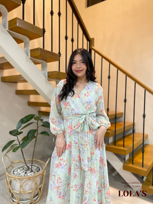 Paula Dress (Sage Flora)