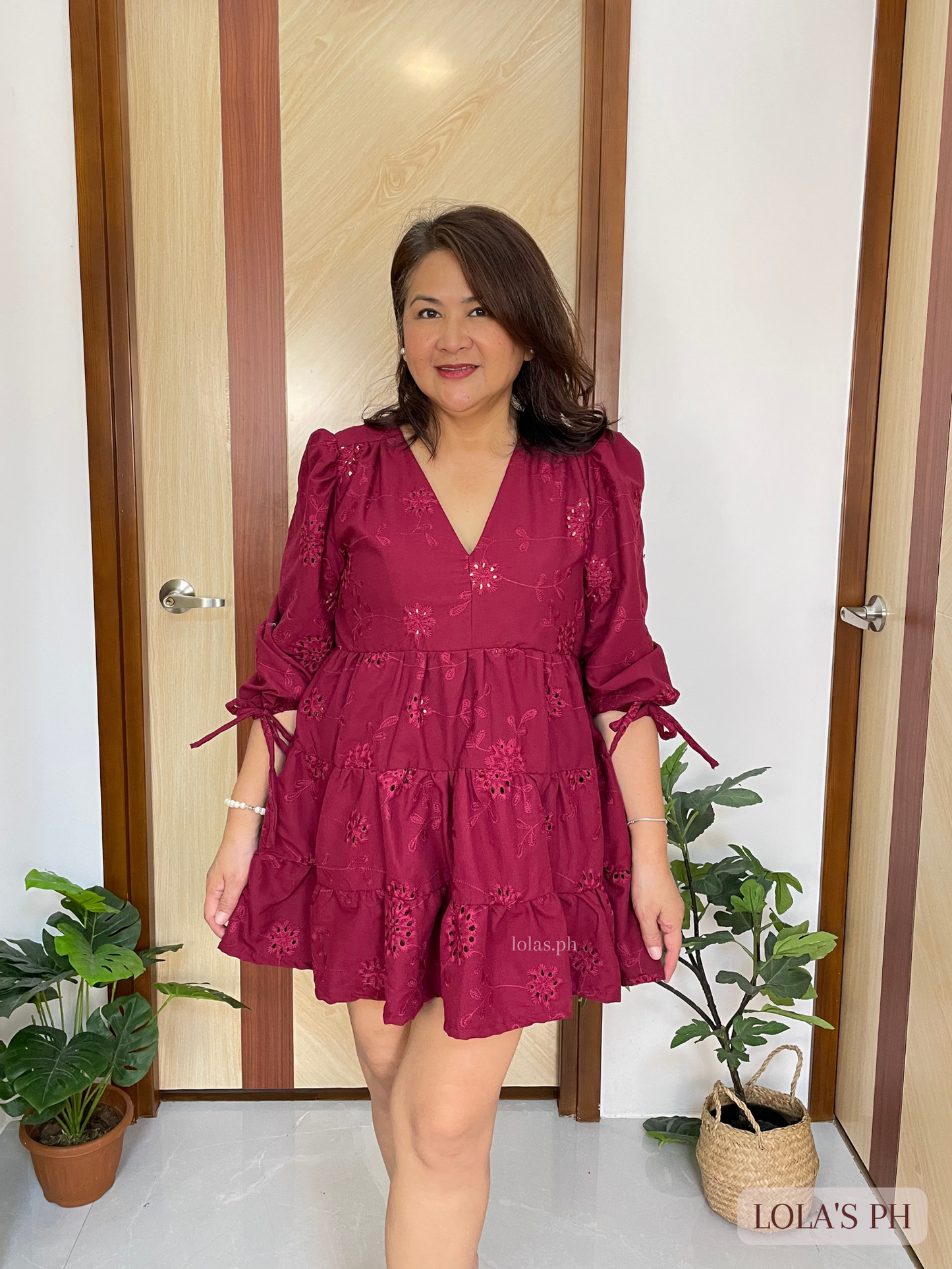 Monina Dress (Wine Eyelet)