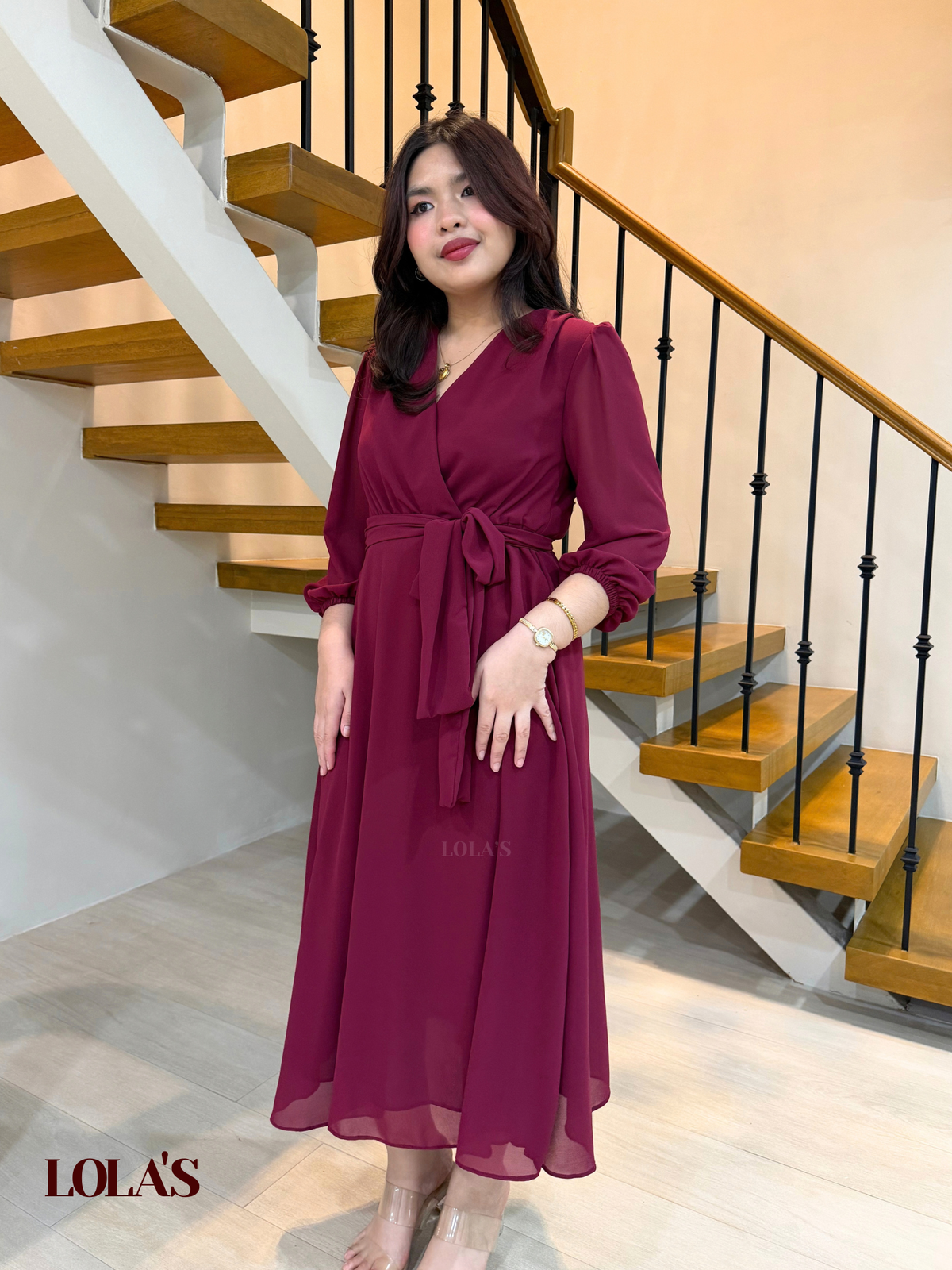 Paula Dress (Burgundy)
