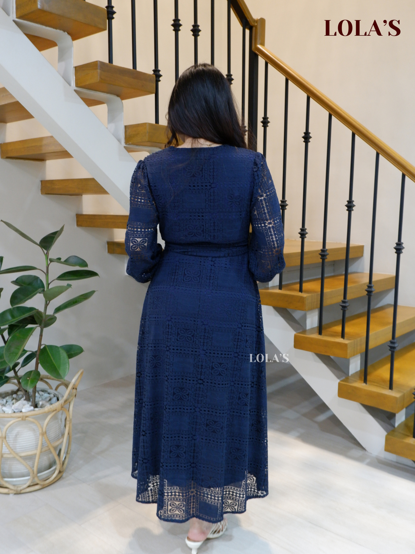 Paula Dress (Navy Blue Square)
