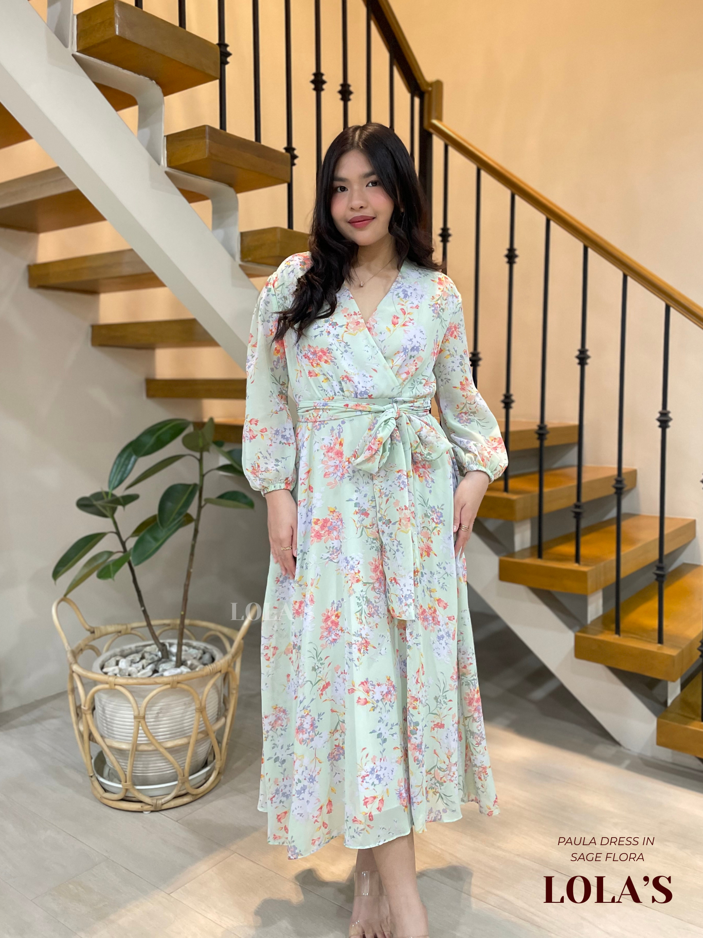 Paula Dress (Sage Flora)