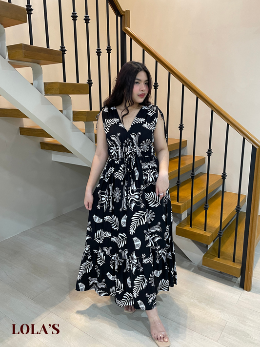 Adeline Dress (Black Damask)