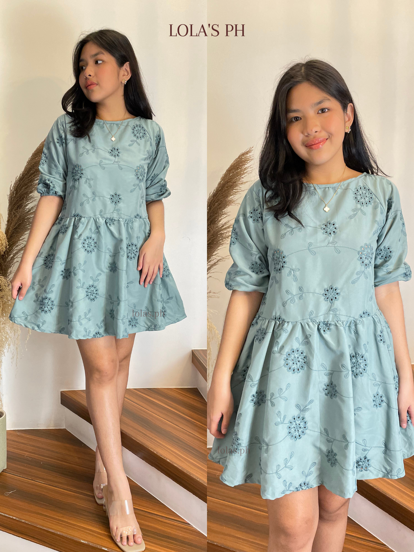 Andrea Dress (Teal Blue Eyelet)