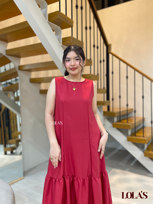Dominique Dress (Burgundy Red)