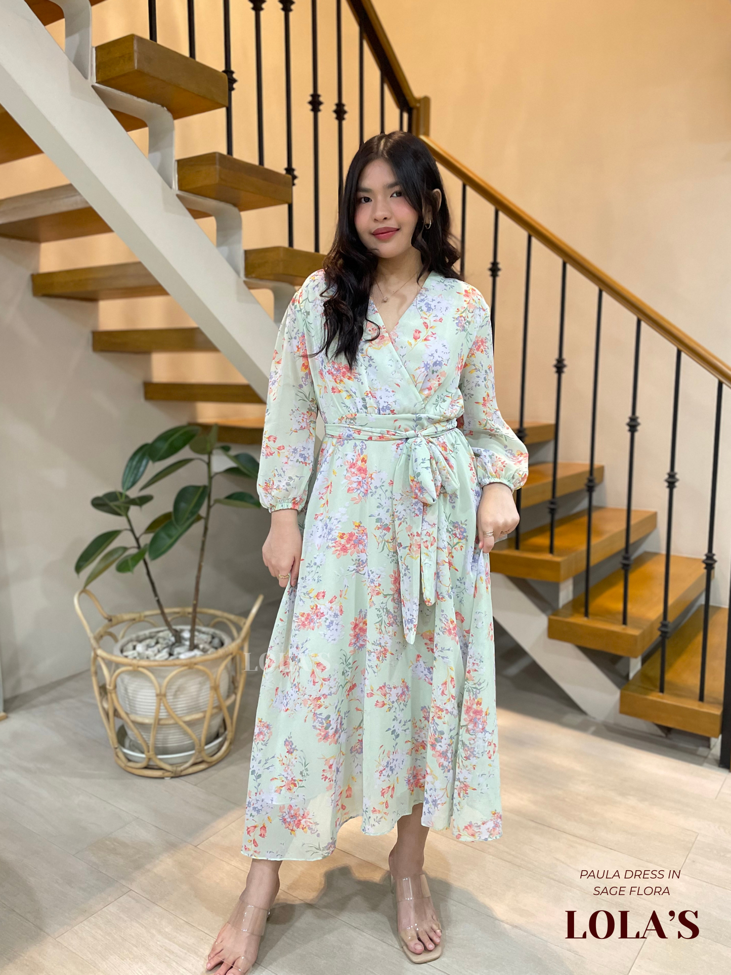 Paula Dress (Sage Flora)