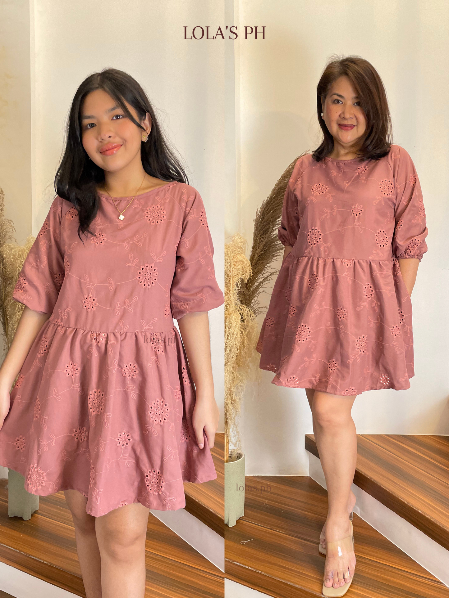 Andrea Dress (Mauve Eyelet)