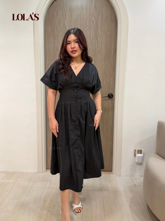 Frederica Dress (Black Poplin)