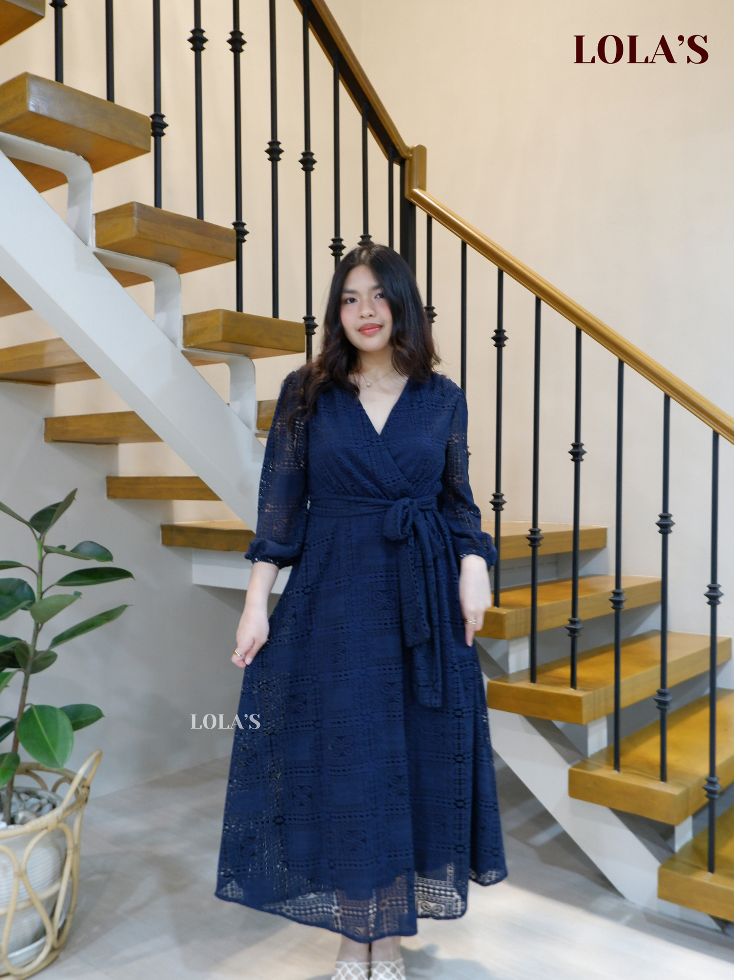 Paula Dress (Navy Blue Square)
