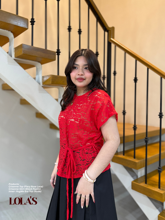 Crisanne Top (Fiery Rose Lace | Sheer | See-Through)