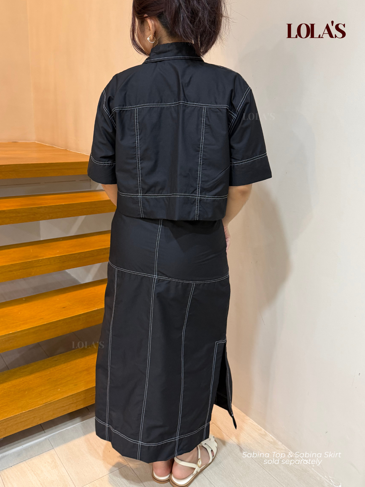 Sabina Top (Black Poplin)