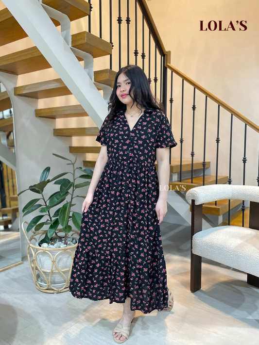 Regine Dress (Black Bouquet)