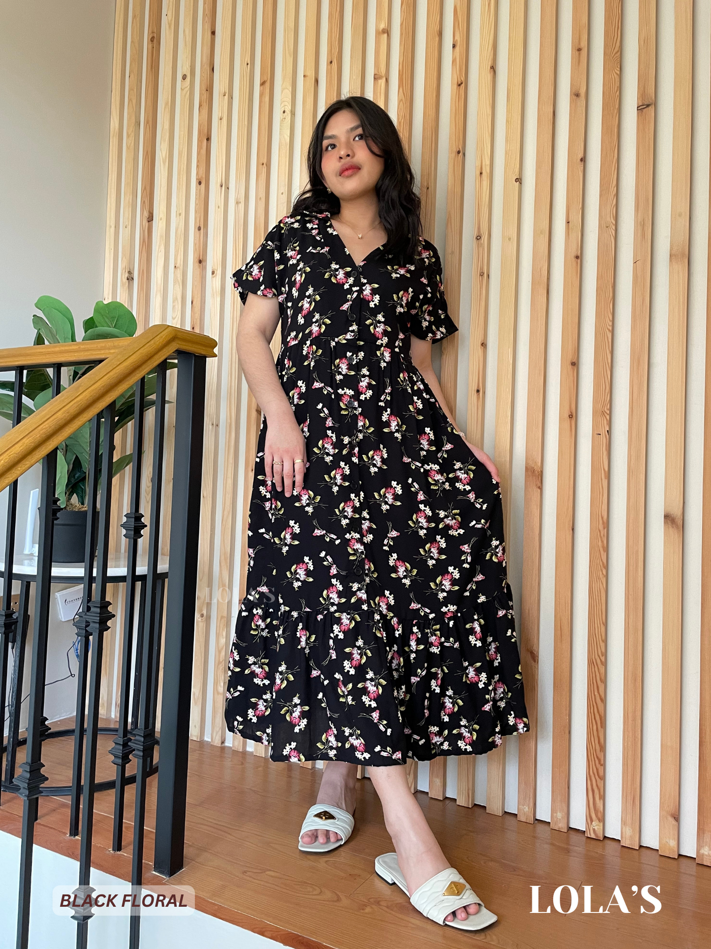 Regine Dress (Black Floral)