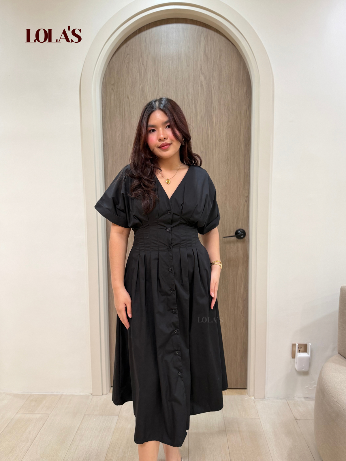 Frederica Dress (Black Poplin)