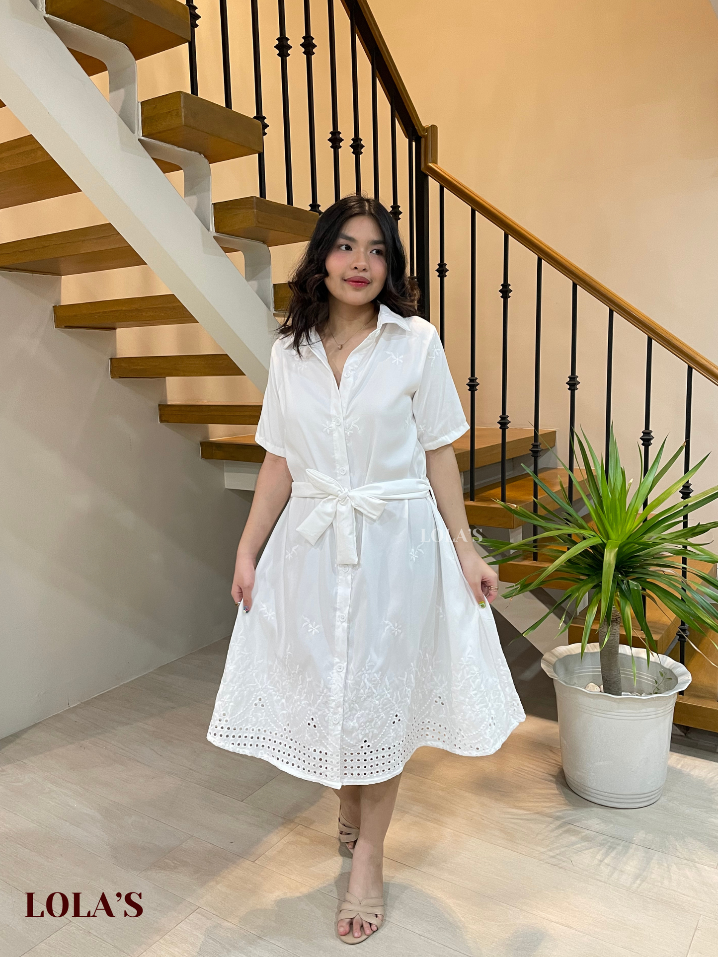Alexa Polo Dress (White Eyelet)