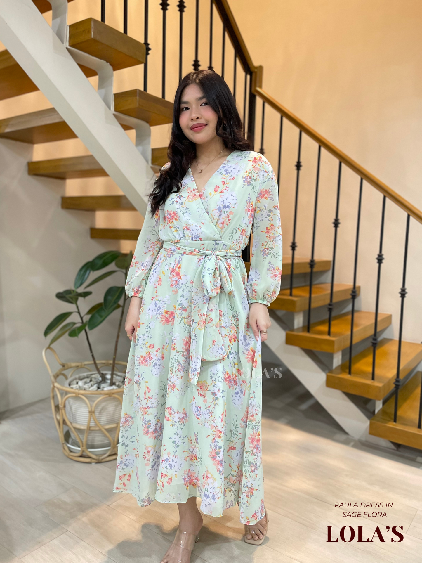 Paula Dress (Sage Flora)