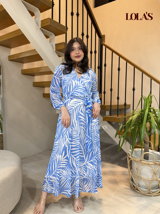 Paula Dress (Blue Palmera)