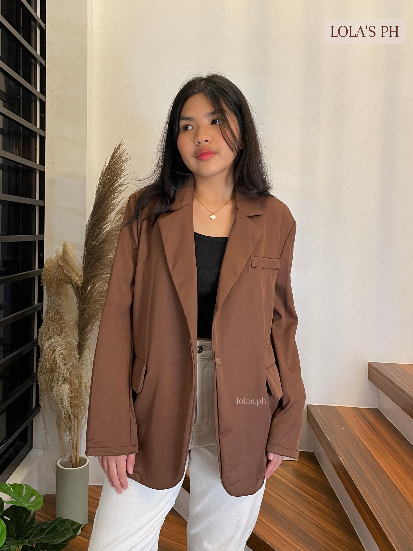 Rhys Oversized Blazer (Dark Wood)