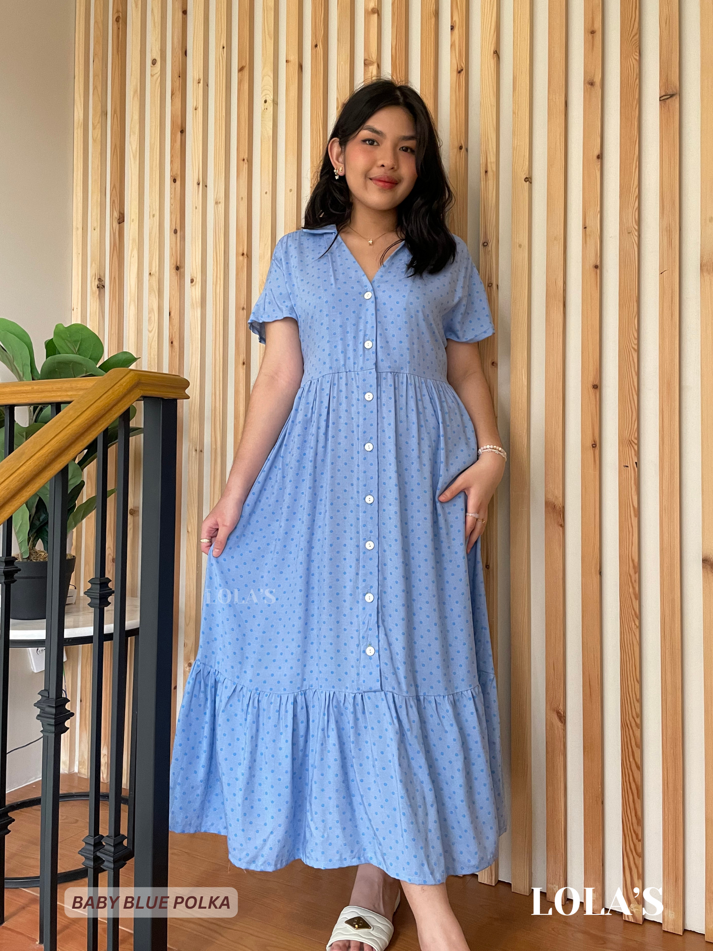 Regine Dress (Baby Blue Polka)