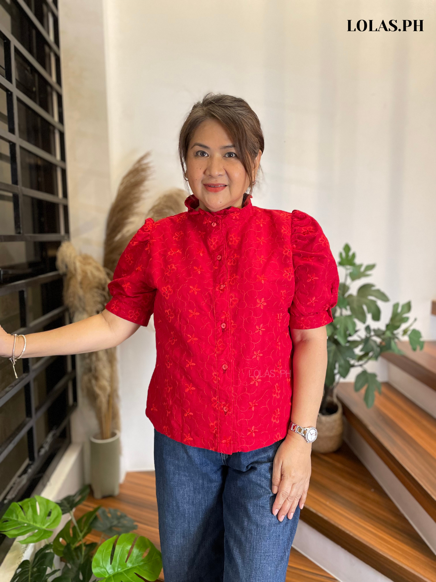 Guinevere Top (Red Eyelet)