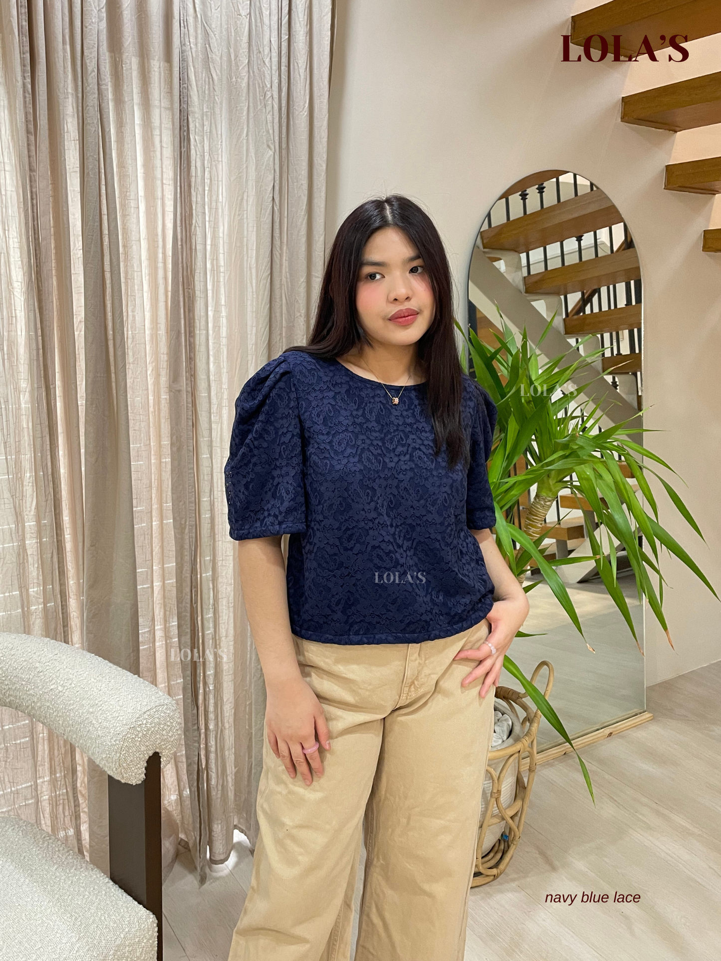 Vivian Top (Navy Blue Lace)