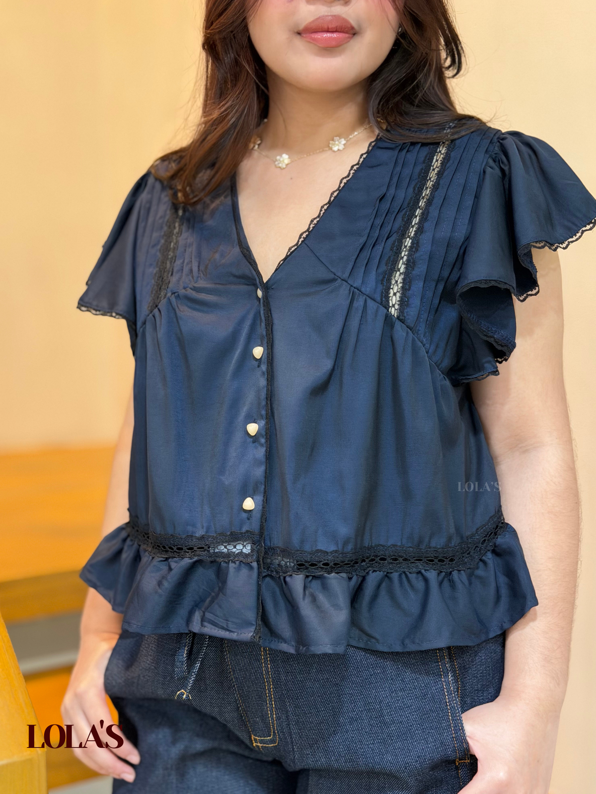 Arianna Blouse (Navy Blue)