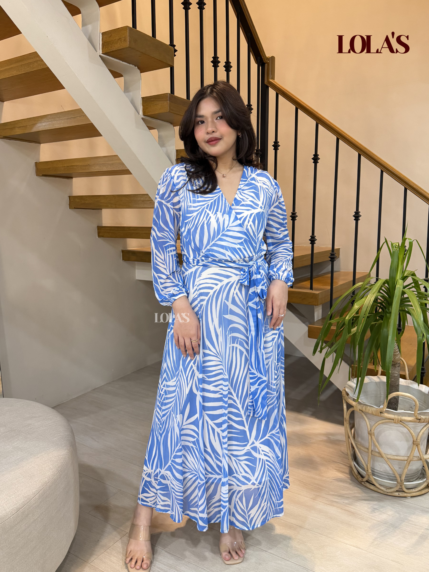 Paula Dress (Blue Palmera)