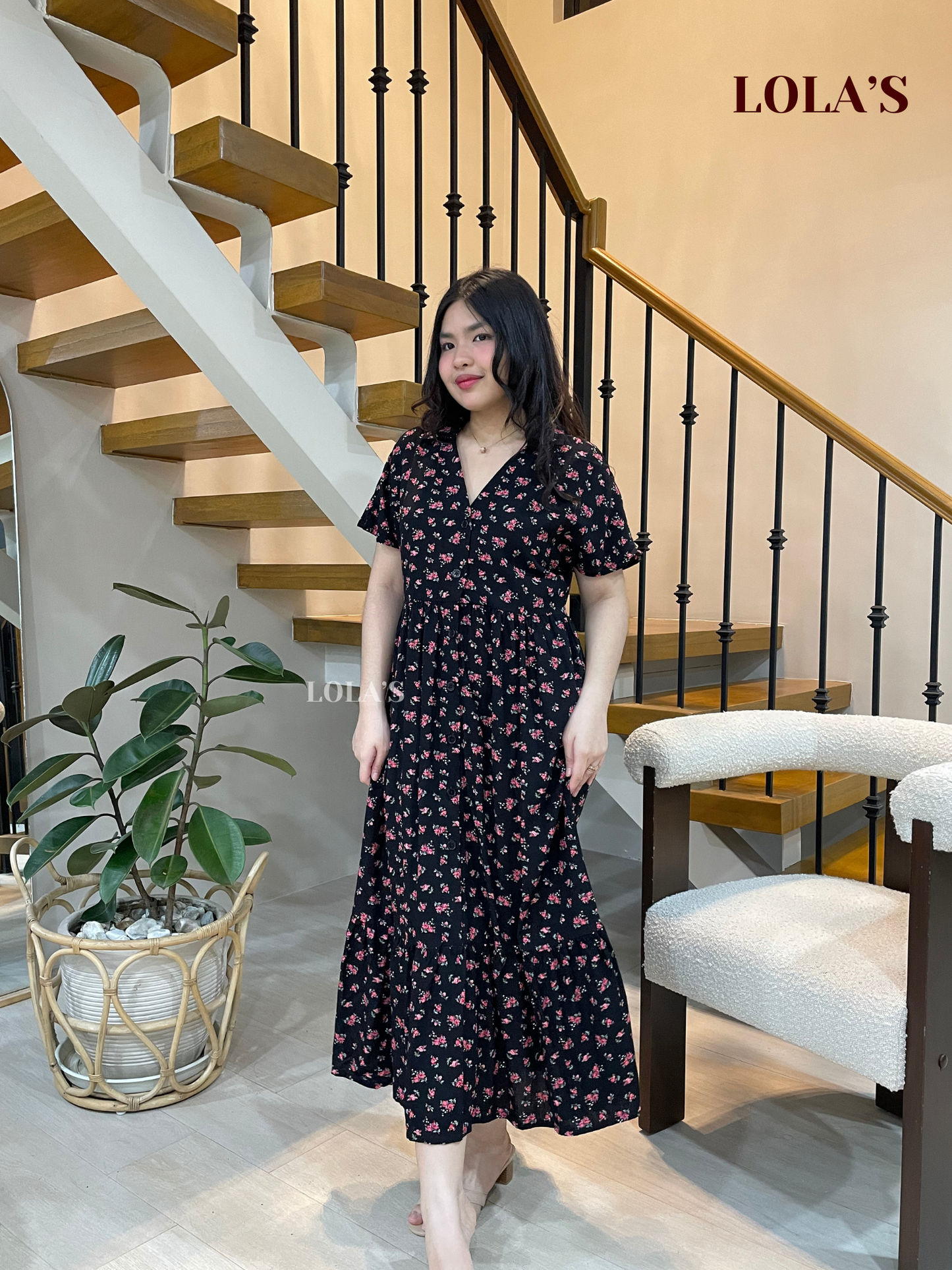 Regine Dress (Black Bouquet)