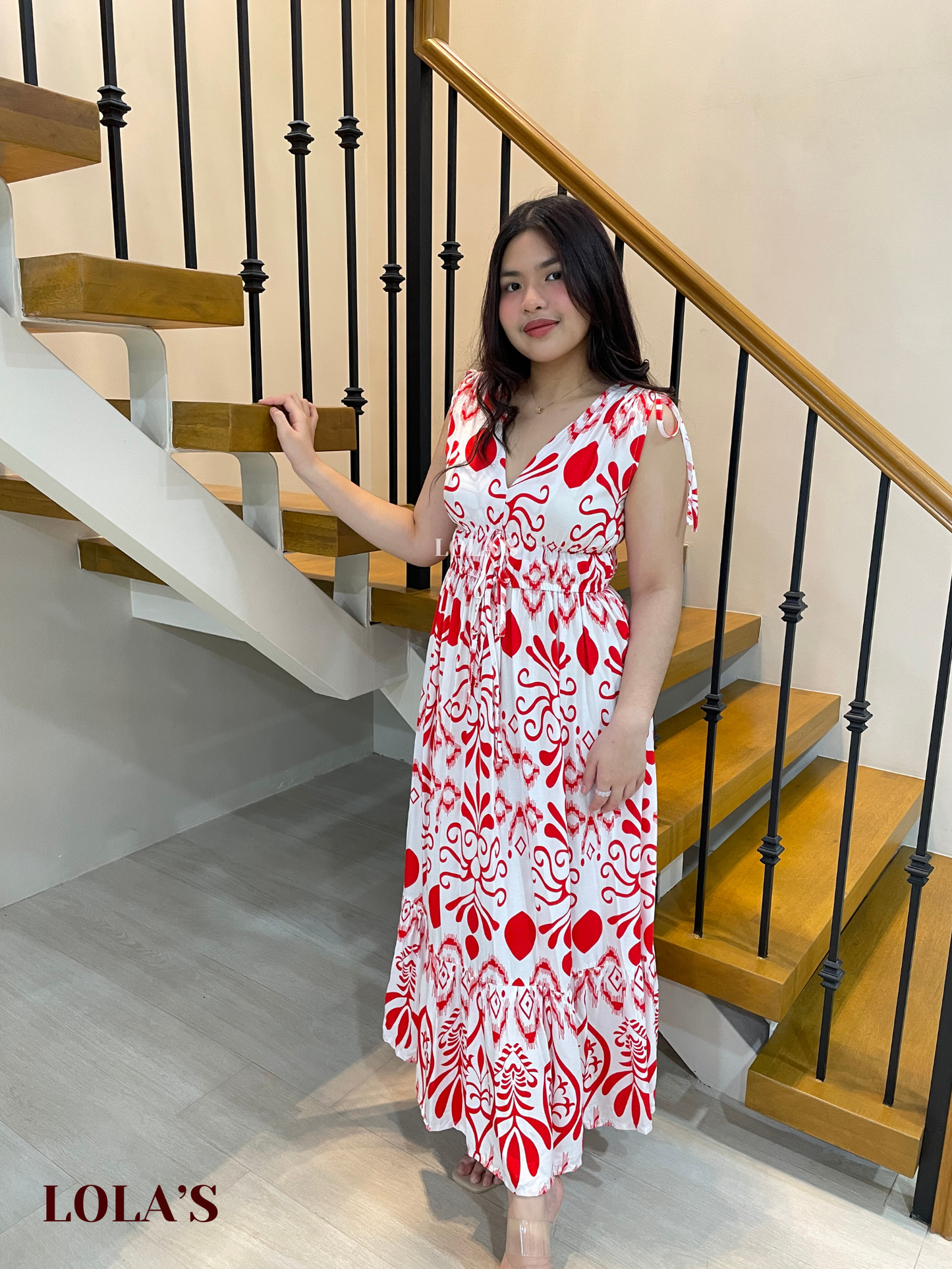 Adeline Dress (Red Damask)