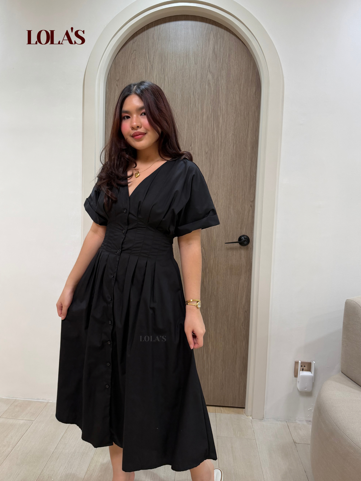 Frederica Dress (Black Poplin)