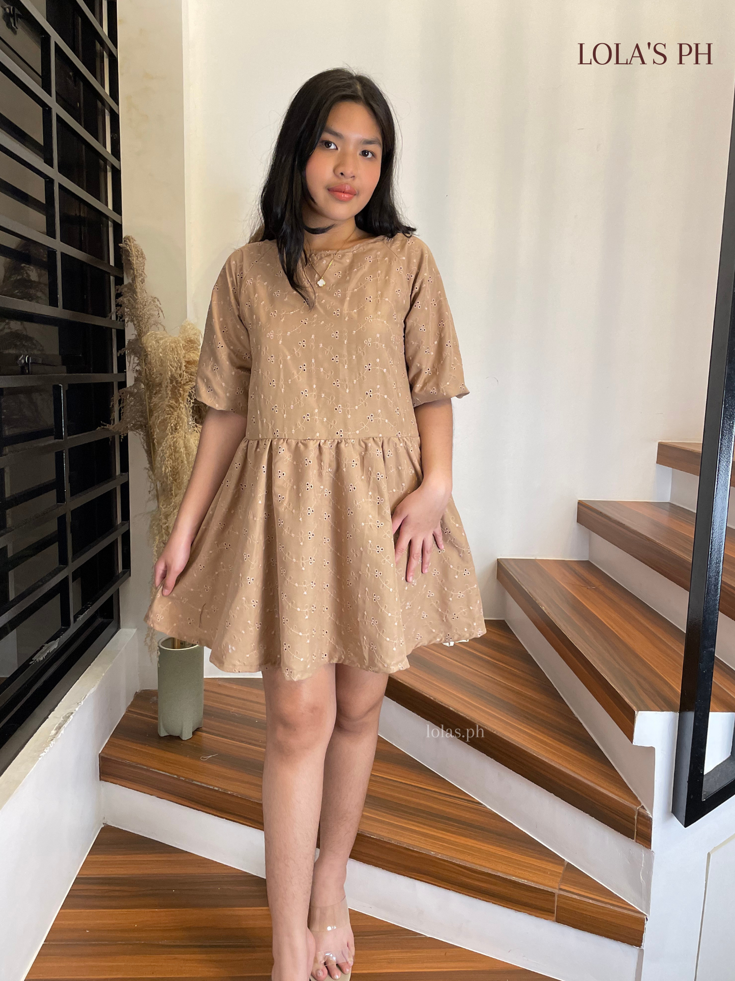 Andrea Dress (Mocha Floral Eyelet)