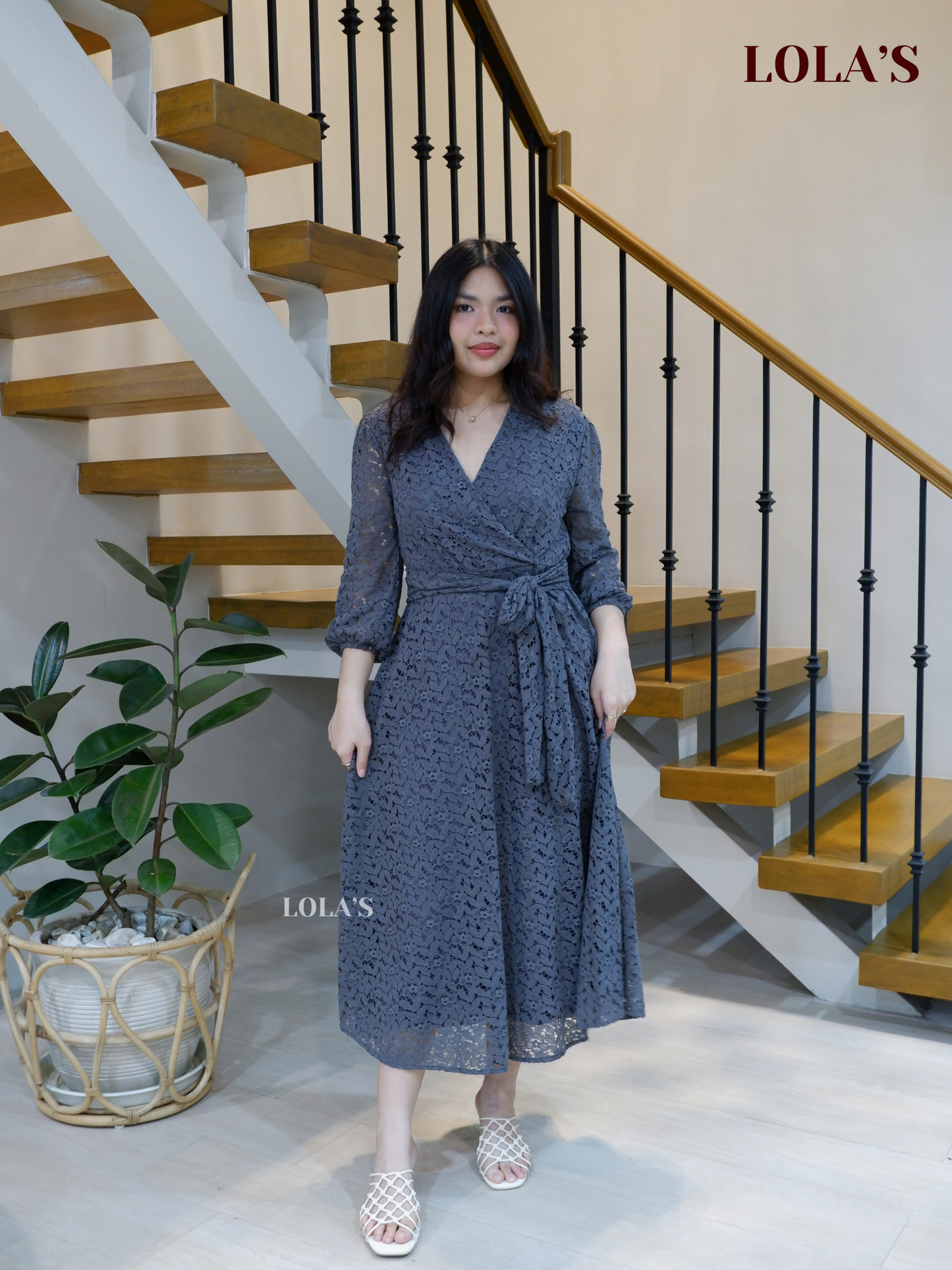 Paula Dress (Dark Gray Lace)