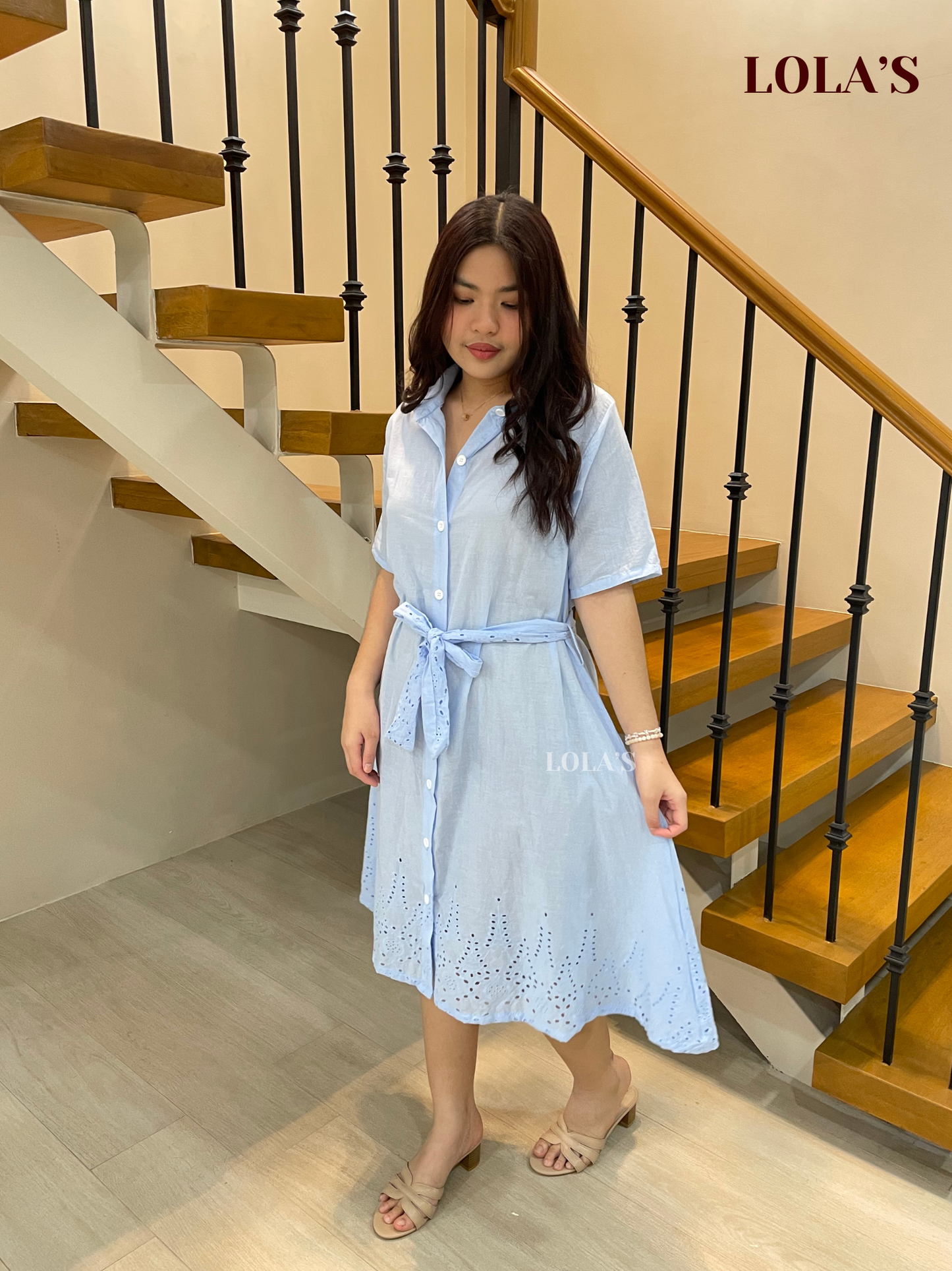 Alexa Polo Dress (Light Blue Eyelet)