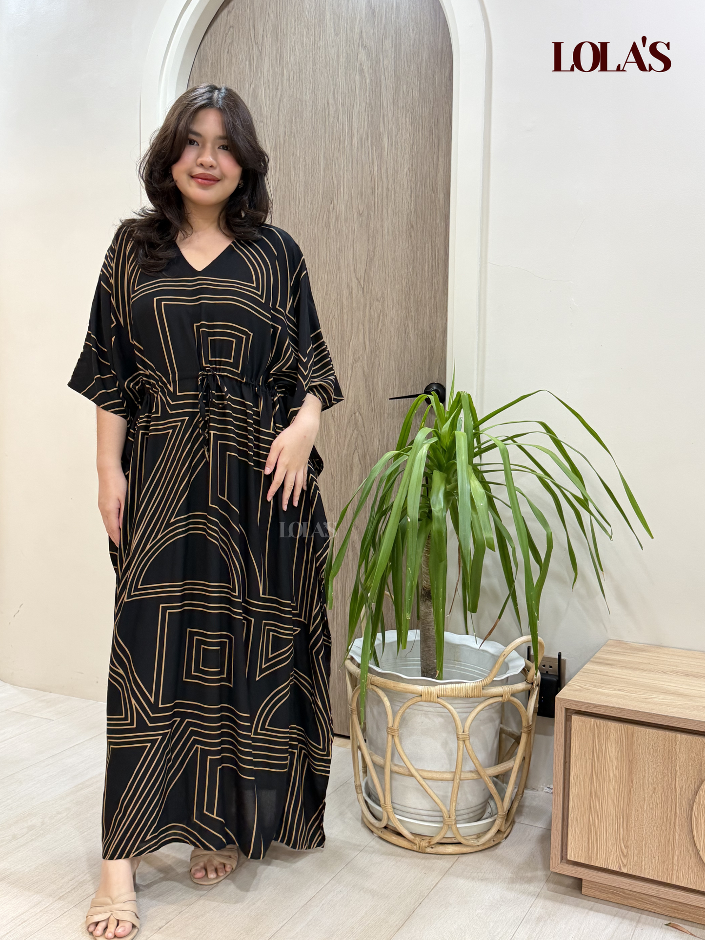 Rowena Dress (Black Geometric)