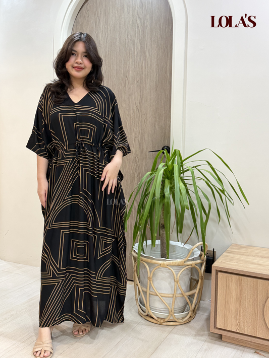 Rowena Dress (Black Geometric)